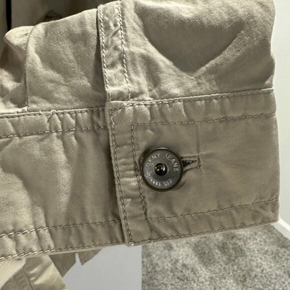 DKNY JEANS Women's Casual Button Khaki Tie Jacket 3/4 Sleeve - Large - Picture 7 of 8